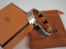 Hermes Gray Enamel Clic H Bracelet Narrow Width (12mm) In Gold